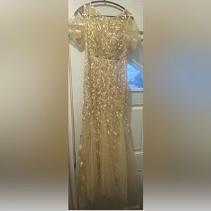 Elegant Gold Leaf Patterned Gown